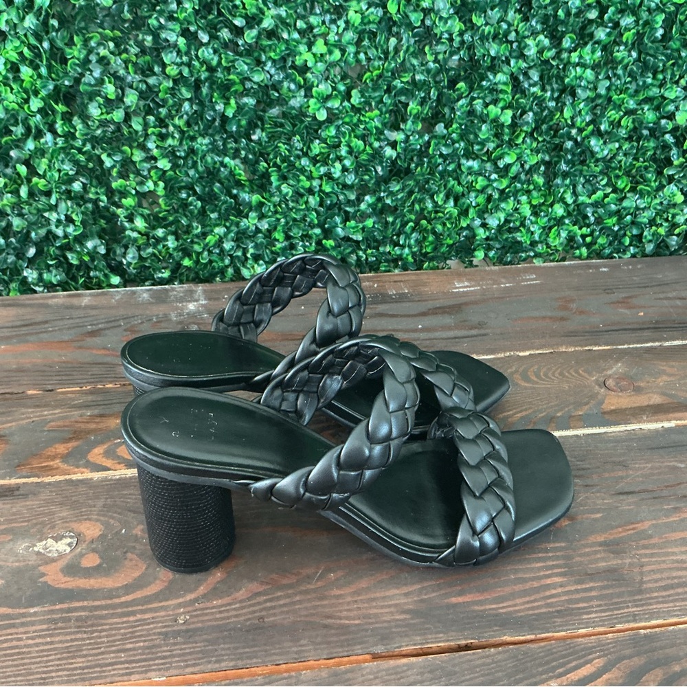 Black Braided Slide Sandals - Picture 2 of 4